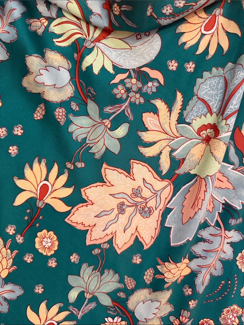 Teal Floral Slip Dress with Spaghetti Straps - Picture 2 of 3